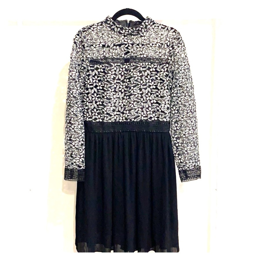 Elegant Lace and pleated chiffon dress NWT